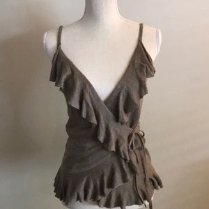 Linen blend soft wrap knit tank M